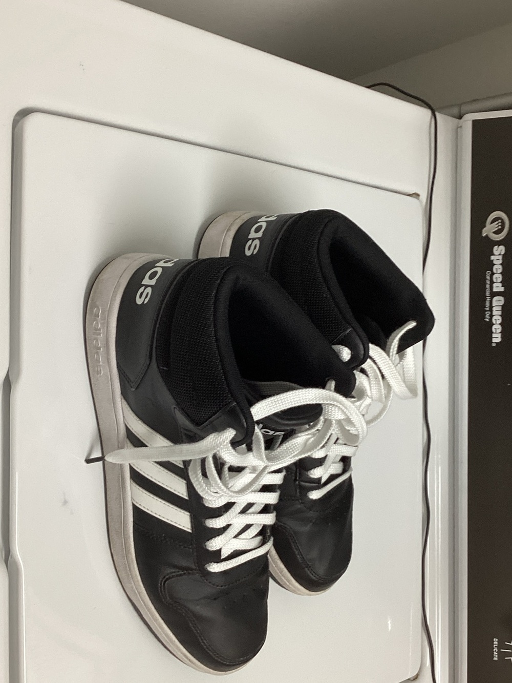 adidas Black and White High-Top Sneakers with Stripes - Picture 4 of 9